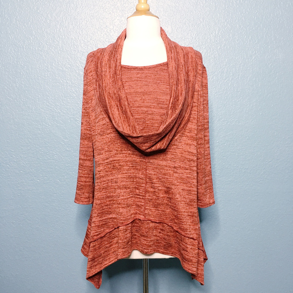 Coco Bianco Tops - Coco Bianco Rust Marled Cowl Neck Tunic Top
